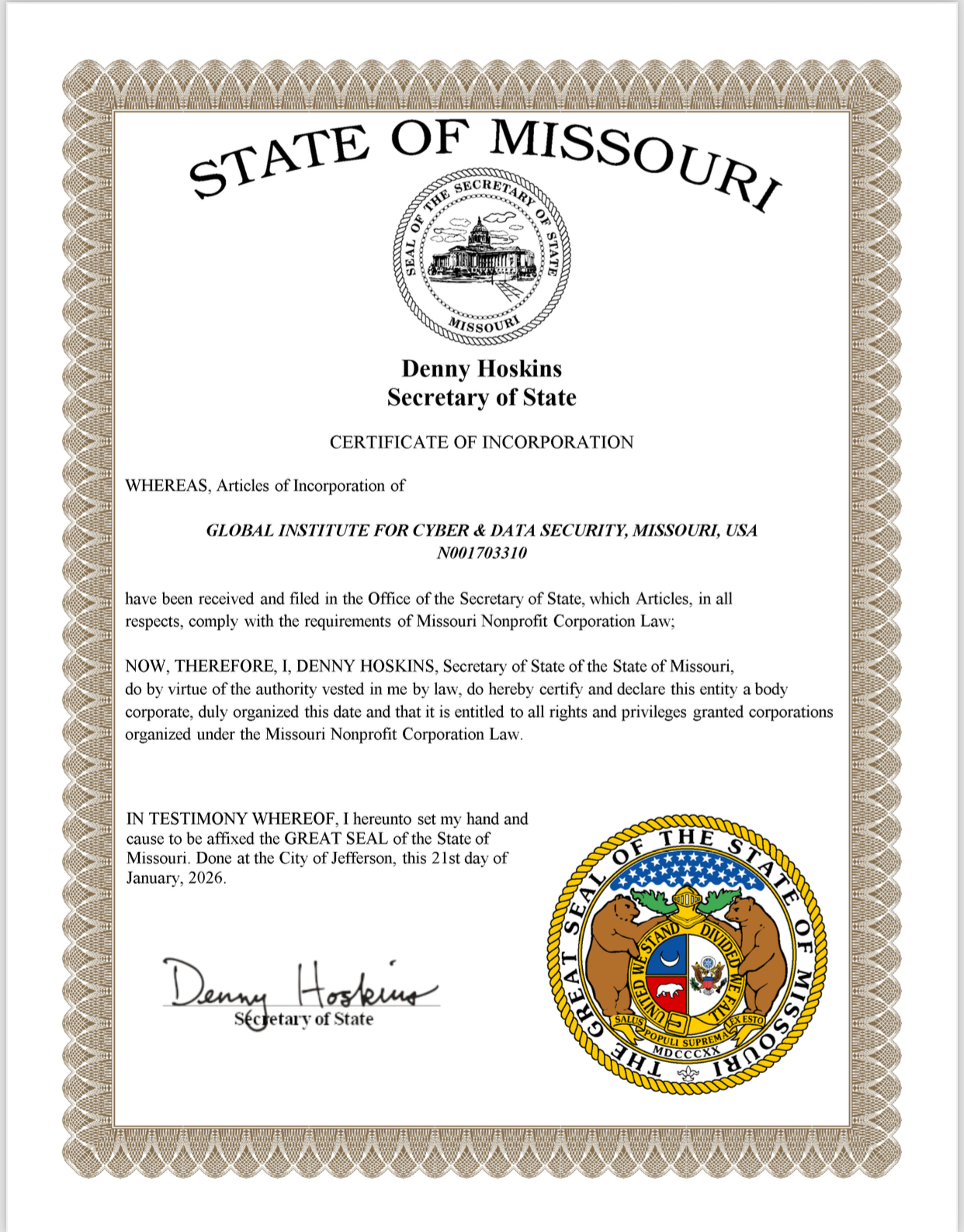 GICYDAS Formation Document